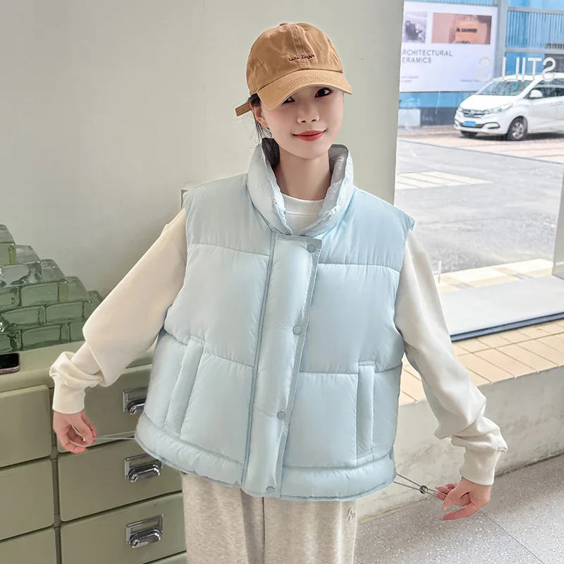 

Women's 2025 Autumn/Winter New Product Stand Up Collar Outer Wearing Fragrant Cotton Vest Jacket
