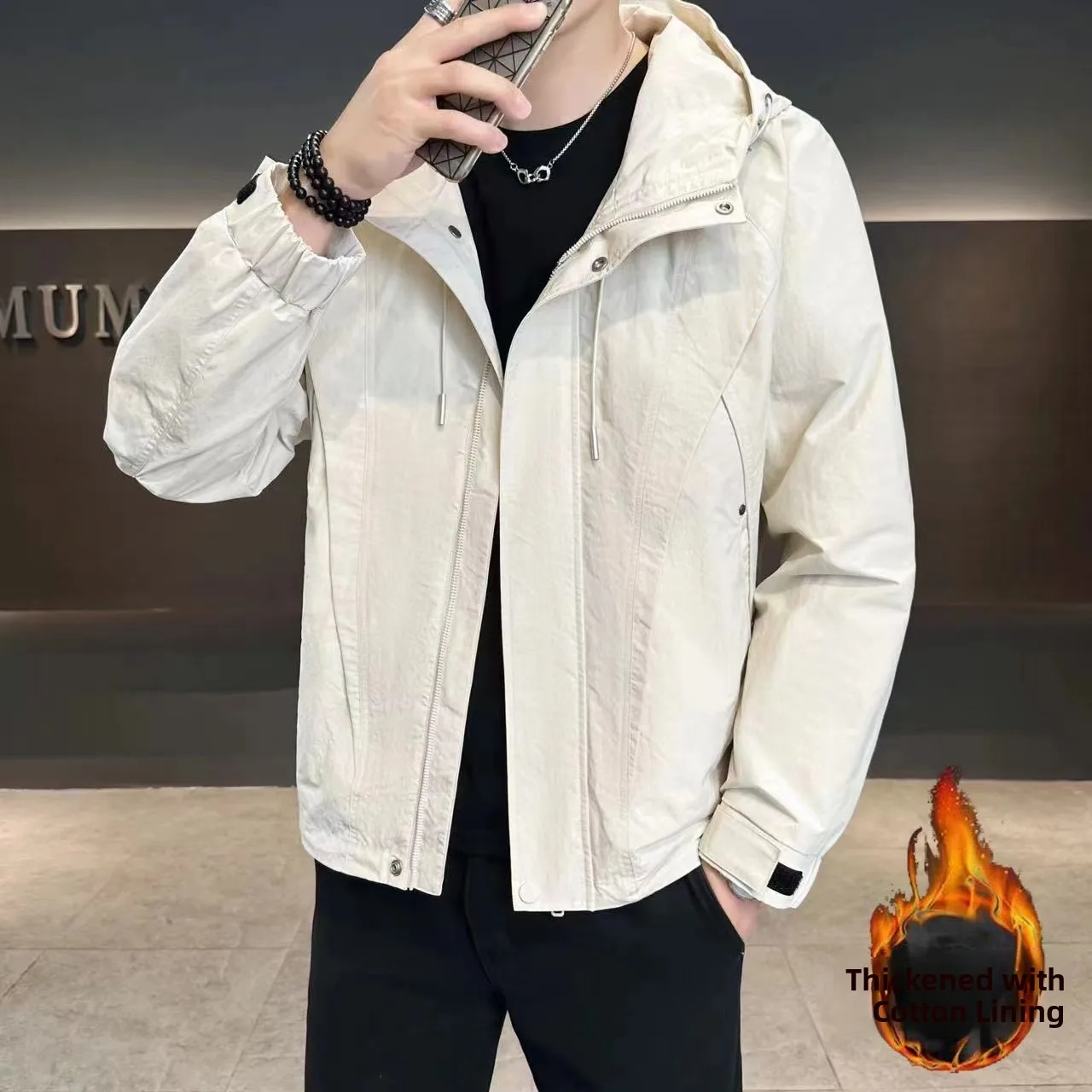 

Мужское повседневное хлопковое пальто с тонкой хлопковой подкладкой, молодежное, весна-осень-зима, удлиненное, приталенное, с капюшоном, стандартного кроя, тонкое