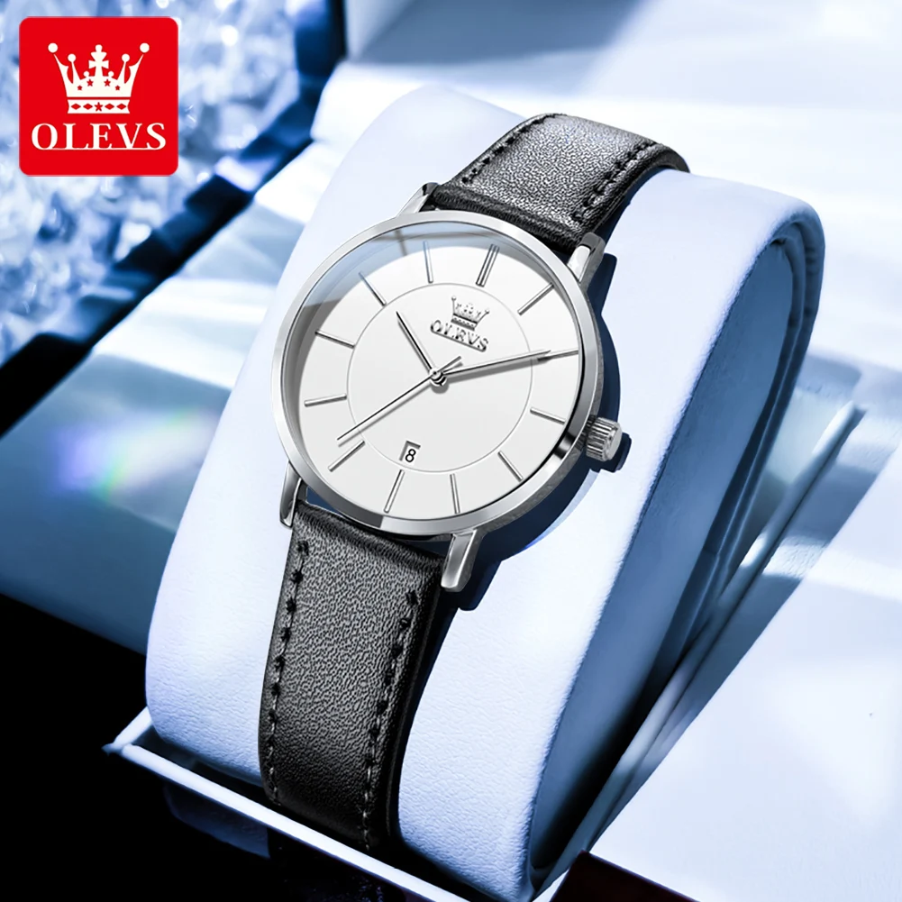 

OLEVS оригинальные новые простые женские часы с кожаным ремешком, водонепроницаемые женские наручные часы с датой, элегантные кварцевые женские часы Reloj Mujer