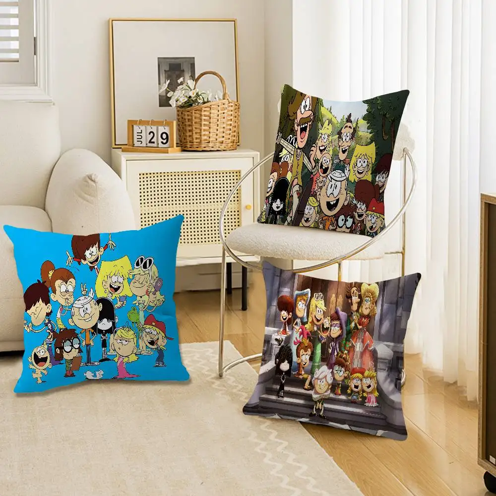 T-The Loud House Pillow Covers Cartoon Sofa Decorative Home Double-sided Printing Short Plush Cute Cushion Cover