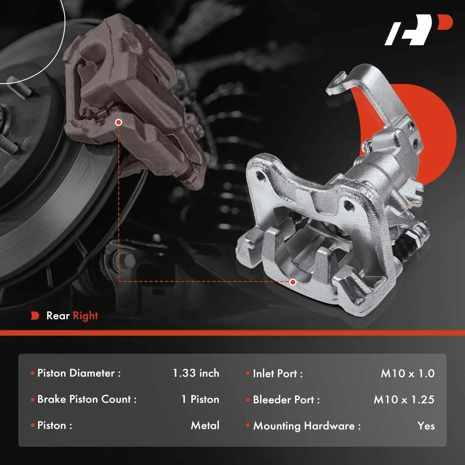 A-Premium Rear Right Disc Brake Caliper with Bracket for Honda Accord 2005-2007