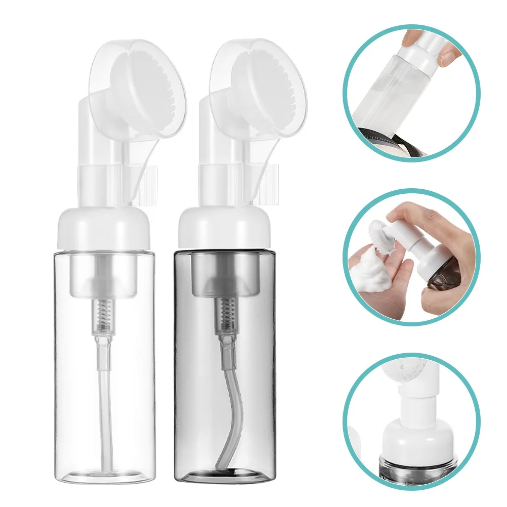 6 قطعة زجاجات رغوة البلاستيك فارغة موزع الوجه فرشاة رئيس المحمولة إعادة الملء السفر موس مضخة الصابون هلام الاستحمام غسول