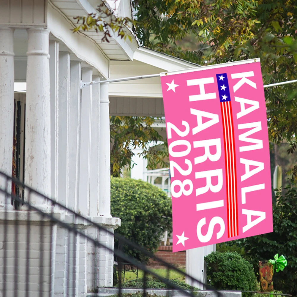 KAMALA HARRIS 2028 Pink Flag Banner Indoor and Outdoor Decor with 2 Brass Grommets