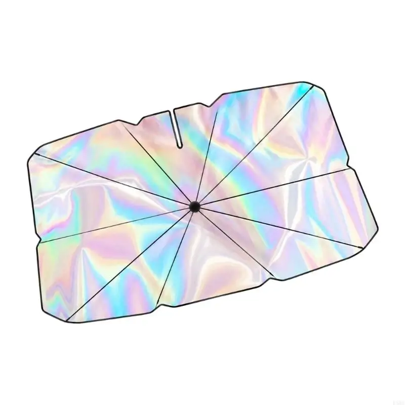 D5BE Car Windshield Cover with Mirror Opening and Hook-and-Loop Closure for Vehicle