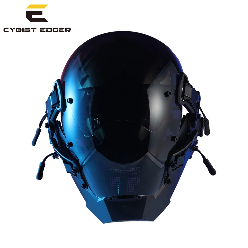 Cyber MaskBlack Buckle Basic Cosplay Face Shield for Night City Festival, Sci-Fi Party Costume Accessory, Adjustable Gift for Adults