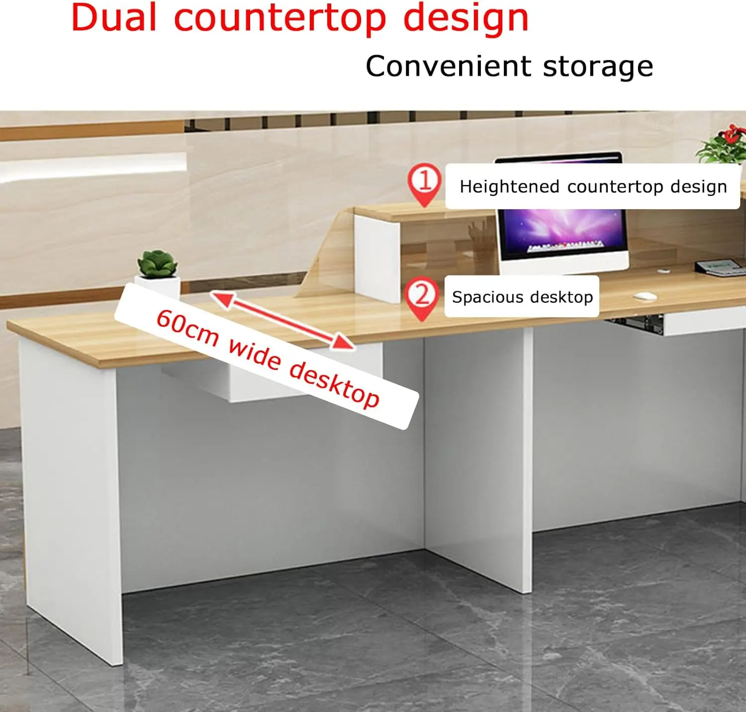 Reception Desk, Front Counter Desk with Lockable Drawer,Modern Retail ,Computer Workstation for Clothing Store,Beauty Salon