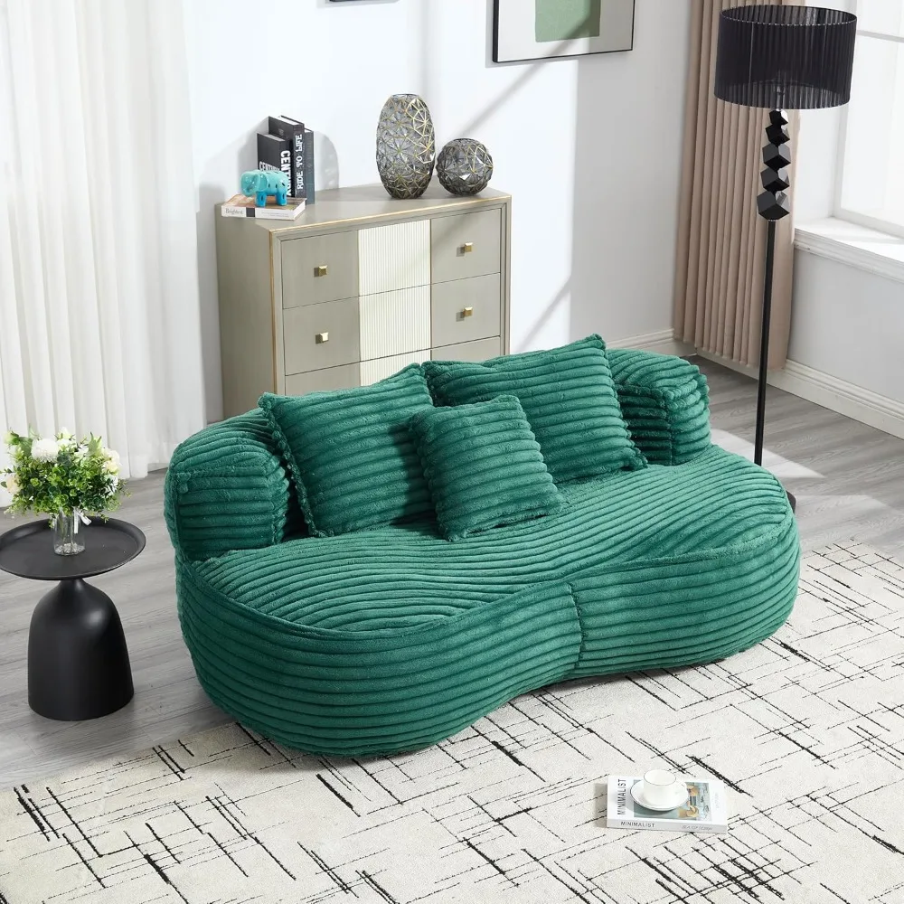 

Oversized Bean Bag Sofa Chair, Comfy Loveseat Bean Bag Couch with Backrest, Giant Lazy Sofa with Three Pillows, Large Floor Loun
