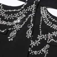 TWOTWINSTYLE Hollow Out Patchwork Diamonds Blazers For Women Notched Collar Long Sleeve Spliced Button Temperament Blazer Female 6