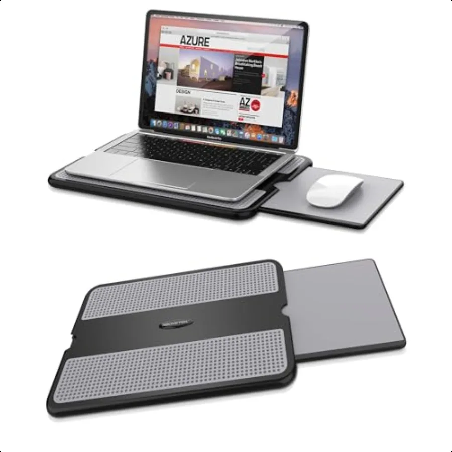 

Portable Laptop Lap Desk w Retractable Left Right Mouse Pad Tray NonSlip Heat Shield Tablet Notebook Computer Stand Table w Stu