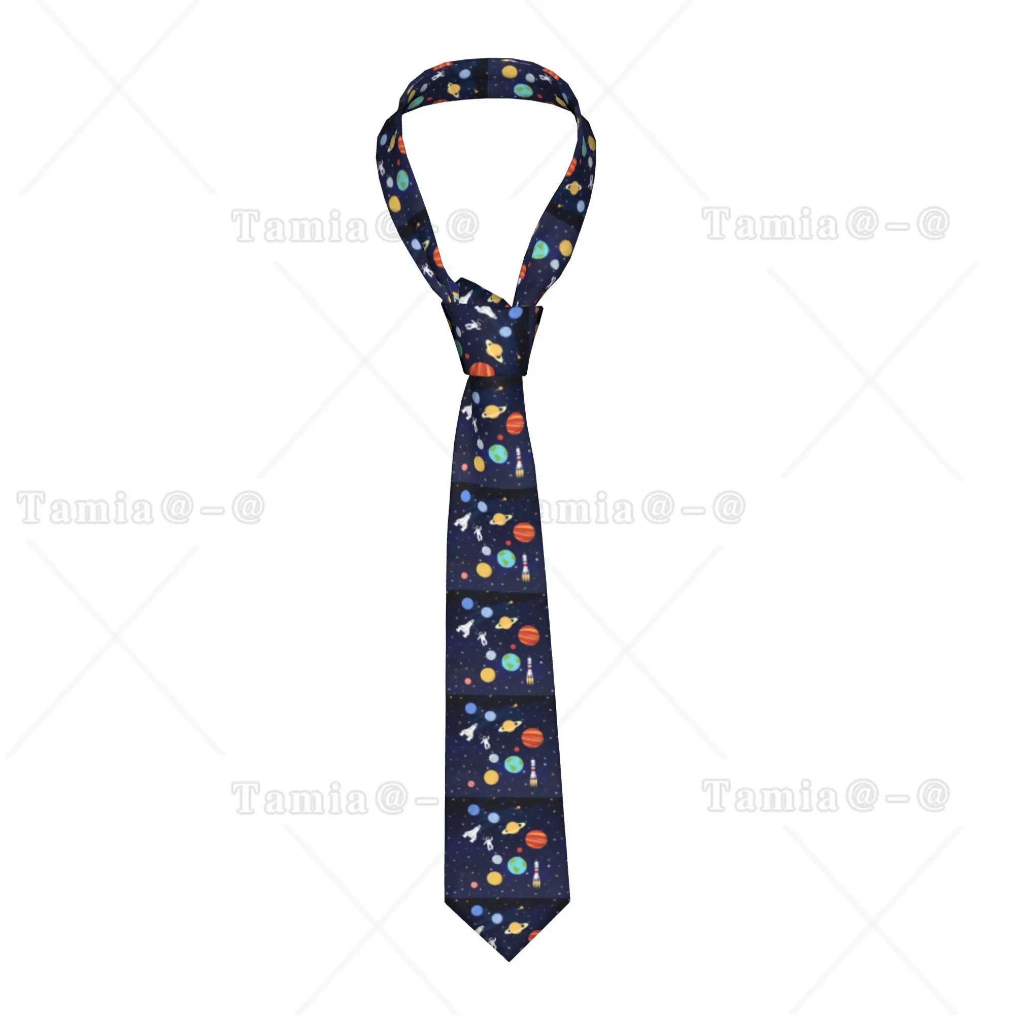 Custom Galaxy Space Ties Men's Formal Silk Planets Space Rocket Astronaut Neckties for Business