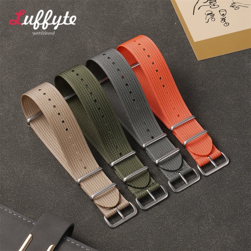Ribbed Nylon Watchband Nylon Watch Strap 18mm 20mm 22mm Watchband Accessories for Military Watch Band Bracelets