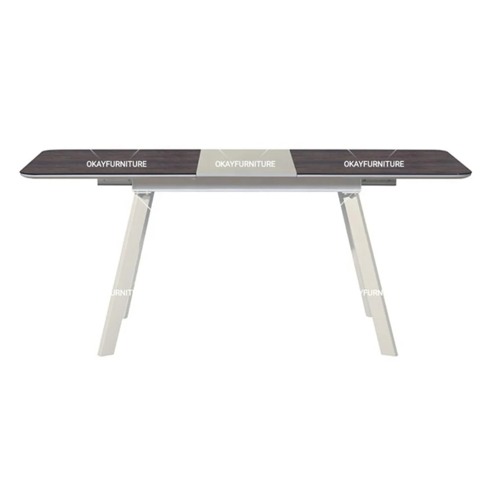 تصميمات طاولة طعام حديثة من الفولاذ المقاوم للصدأ قابلة للتمديد MDF #4