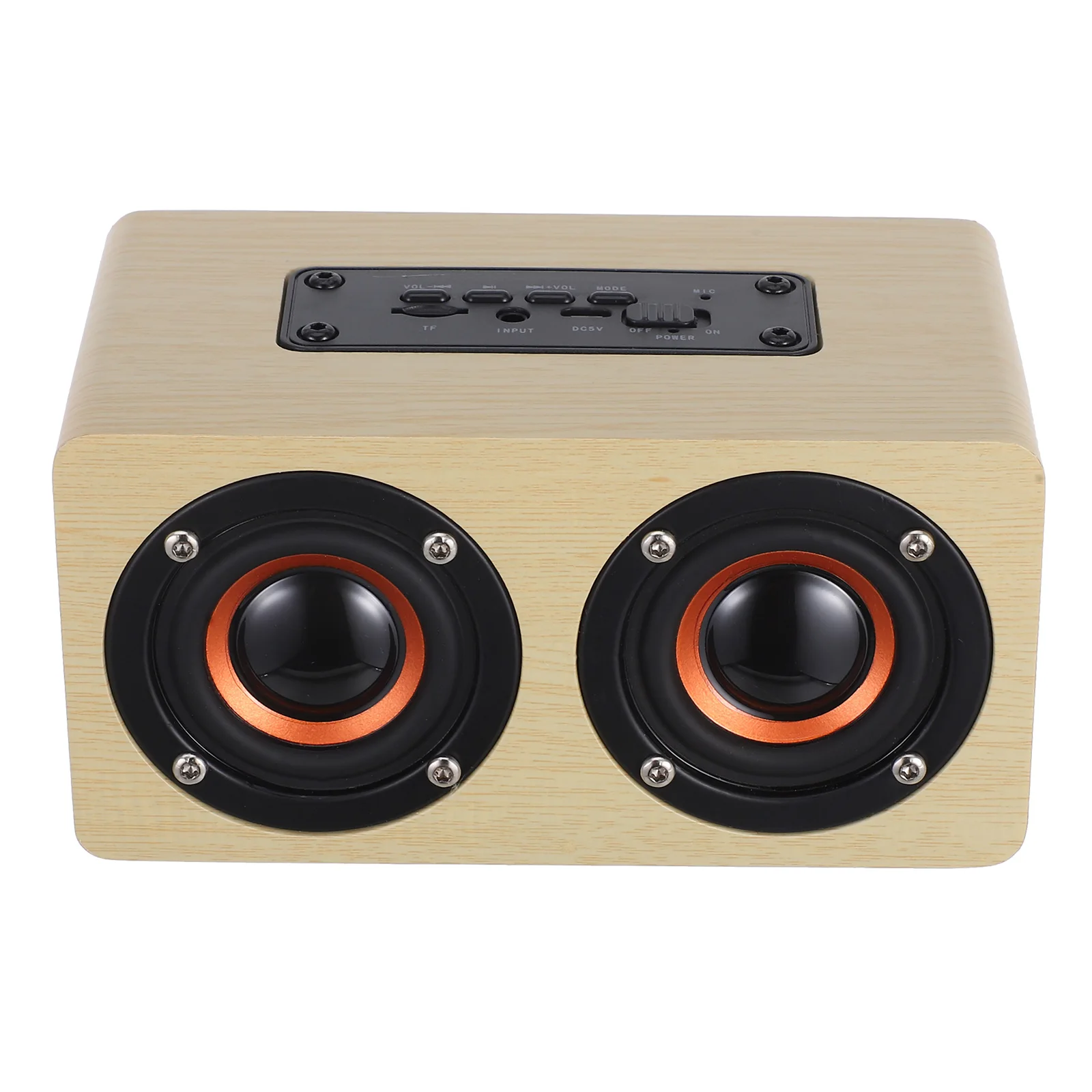

Vintage Wooden Speaker Dual Loudspeakers Wireless Hifi Mini Portable Bass Subwoofer Outdoor Indoor Yellow