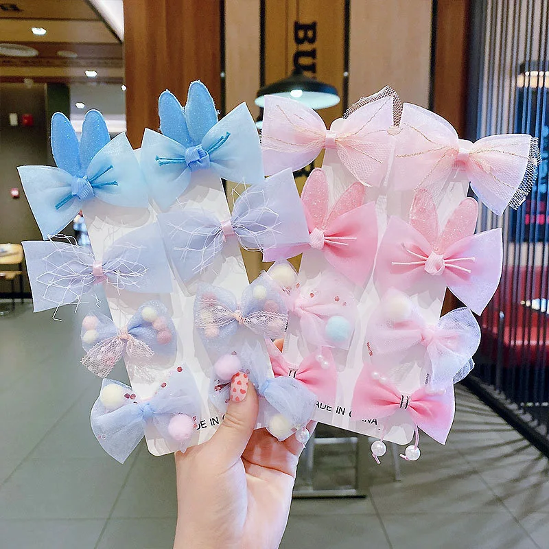 8Pcs/Set Summer Mesh Kids Hairpins Baby No Harm Hair Clips A
