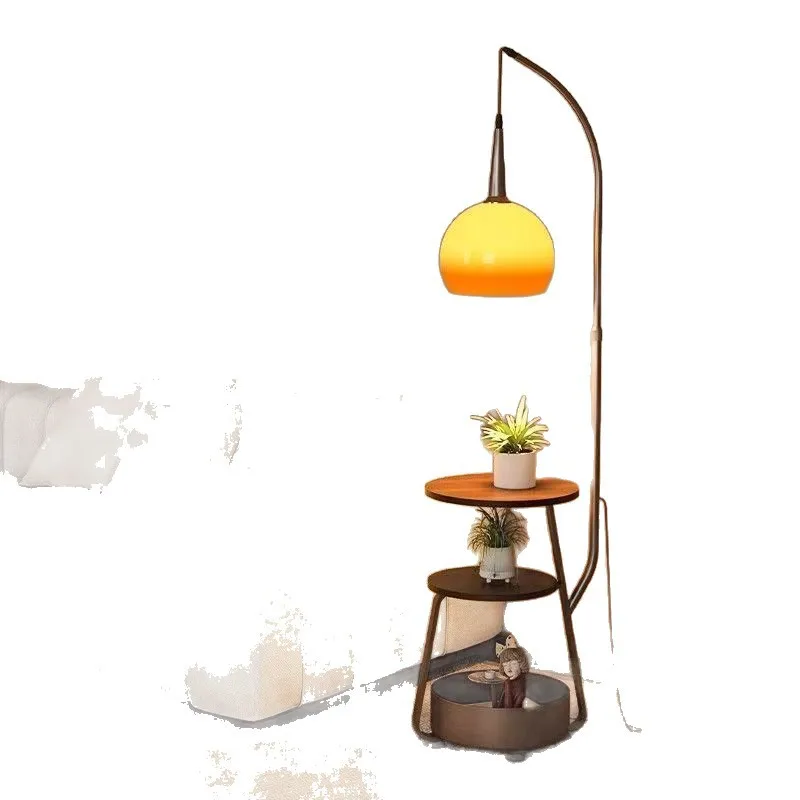 Floor lamp antique bedroom retro bedside table integrated shelf living room sofa atmosphere French coffee table fishing