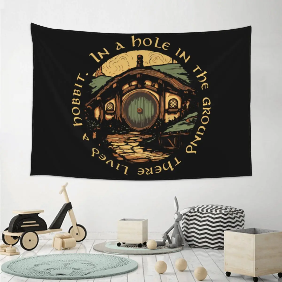 In A Hole In The Ground There Lived A Hobbit Tapestry Art Wall Hanging Aesthetic Home Decor Tapestries for Bedroom Dorm Room