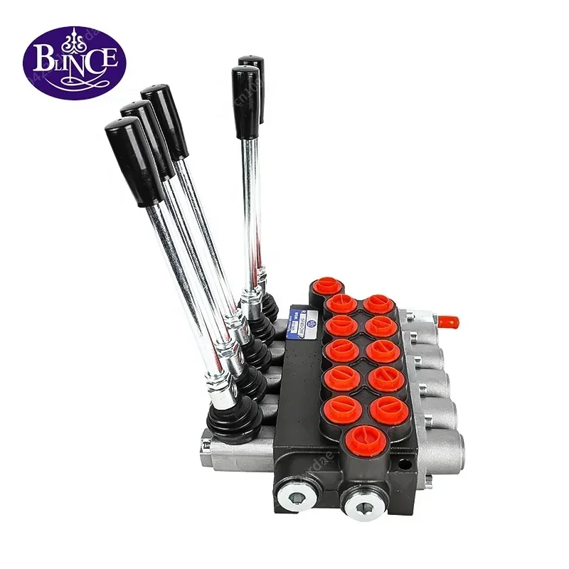 

New P80 Series Coil Solenoid Hydraulic Valve Lever Block 4 Channels Hydraulic Electro Vlvula Hidrulica Directional Cont
