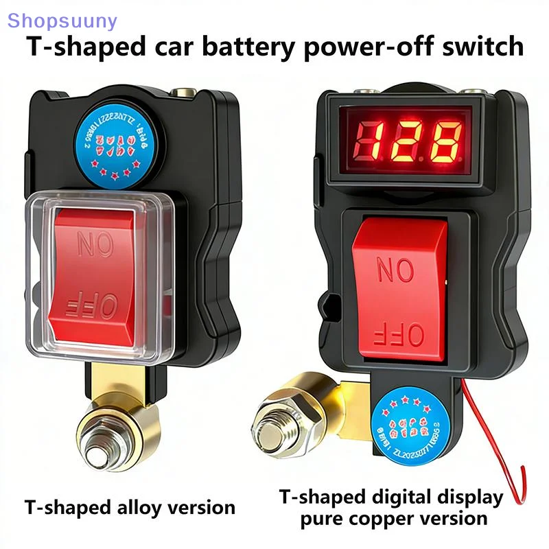 [SU]1 Set ﻿Power-Off Switch Equipped With Voltage Digital Display Car Battery Disconnect Switch Can Rotate Disconnect Switch[SU]