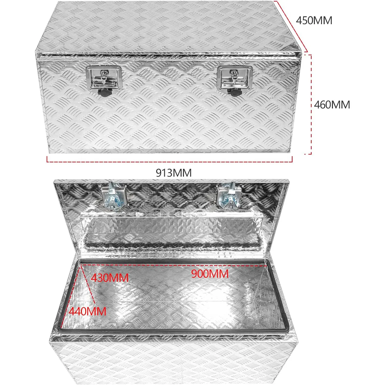 Heavy  Aluminum Tool Box Trailer Truck Replacement for Pickup Underbody Underbed Storage Organizer W/   Keys