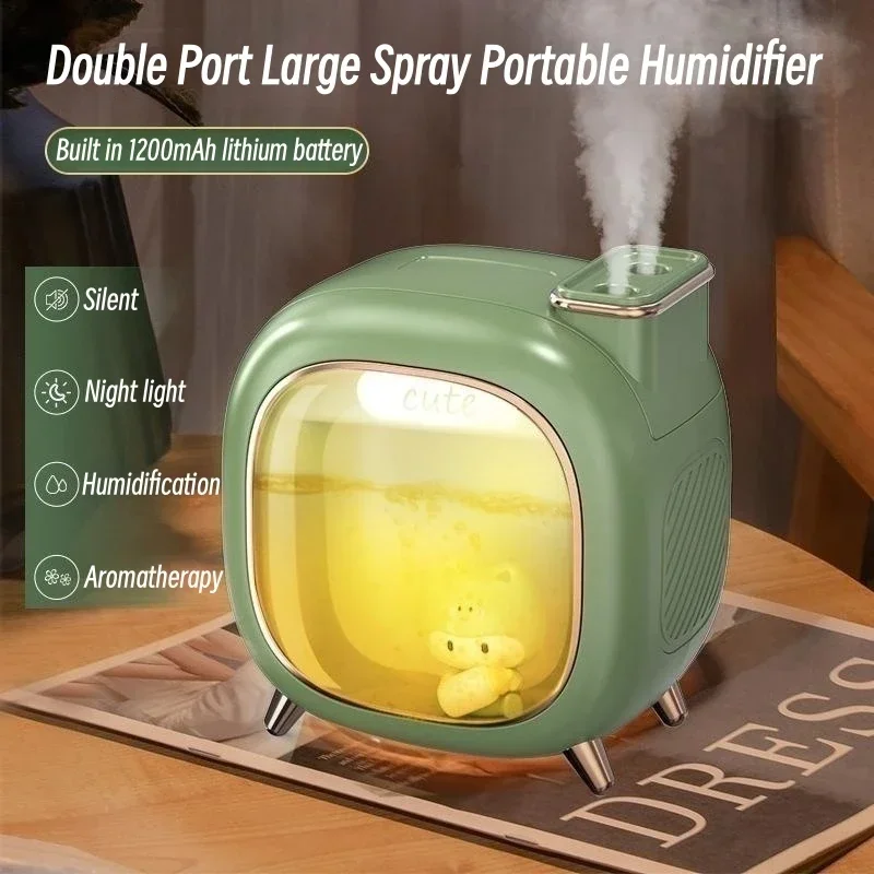 500 مللي المحمولة المزدوج فوهة الهواء المرطب USB شحن 1200 مللي أمبير بطارية لاسلكية بالموجات فوق الصوتية الناشر سيارة صغيرة المرطب