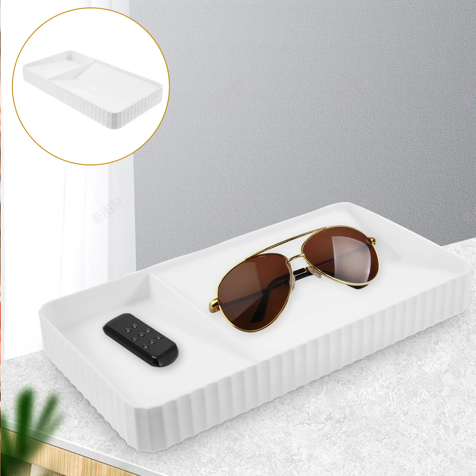 

Stationery Jewelry Storage Plate Water Resistant Jewelry Dish Organizer Tray for Rings Necklaces Earrings Desktop Stationery