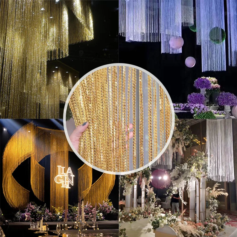 Door String Curtain Kitchen Sliding Doorway Closet Glitter Line Shiny Tassel Curtains Room Divider Decoration For Living Room We