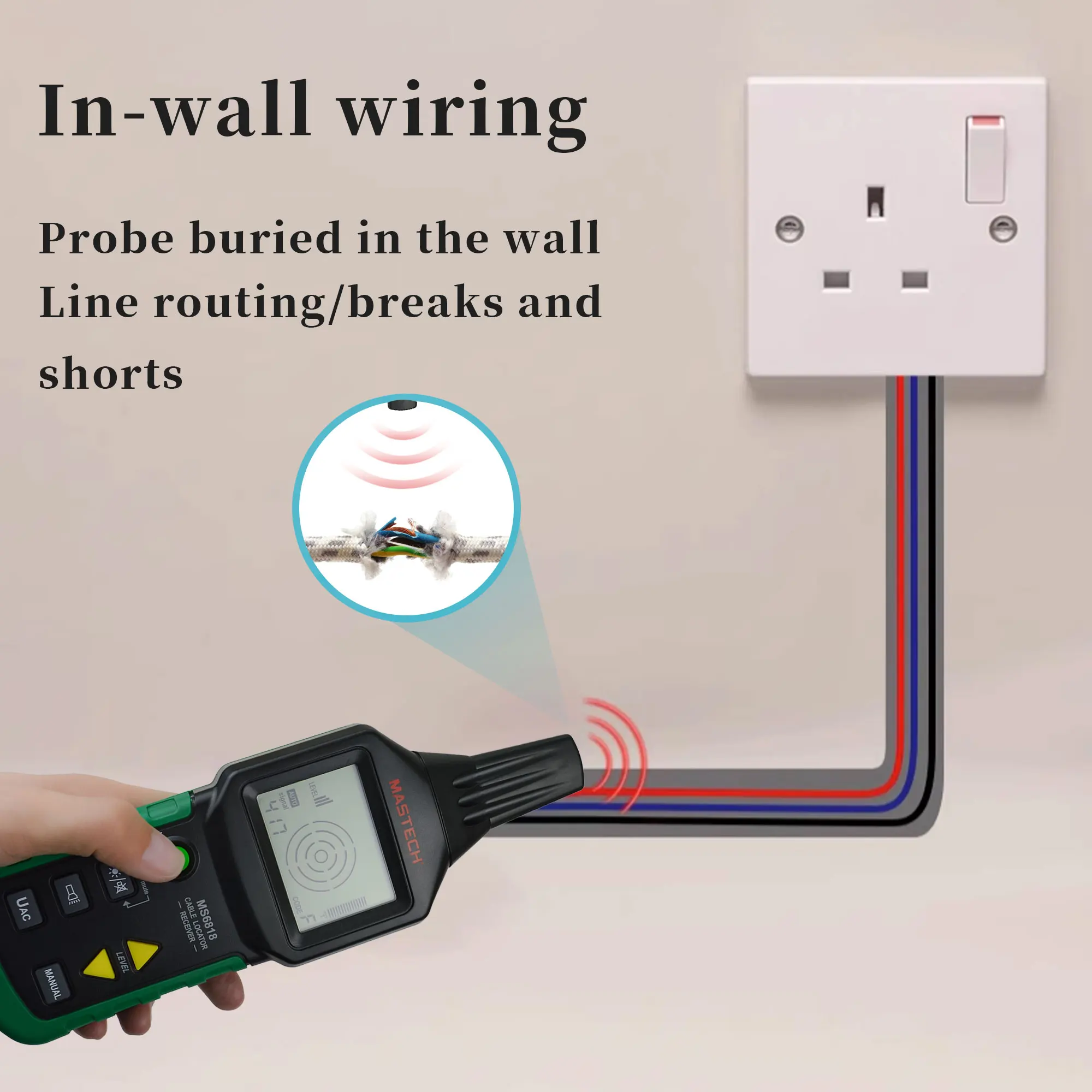 MASTECH MS6818 probadores de cables y cables profesionales portátiles, rastreador de cables, localizador de tubos de Metal, Detector, probador, rastreador de línea