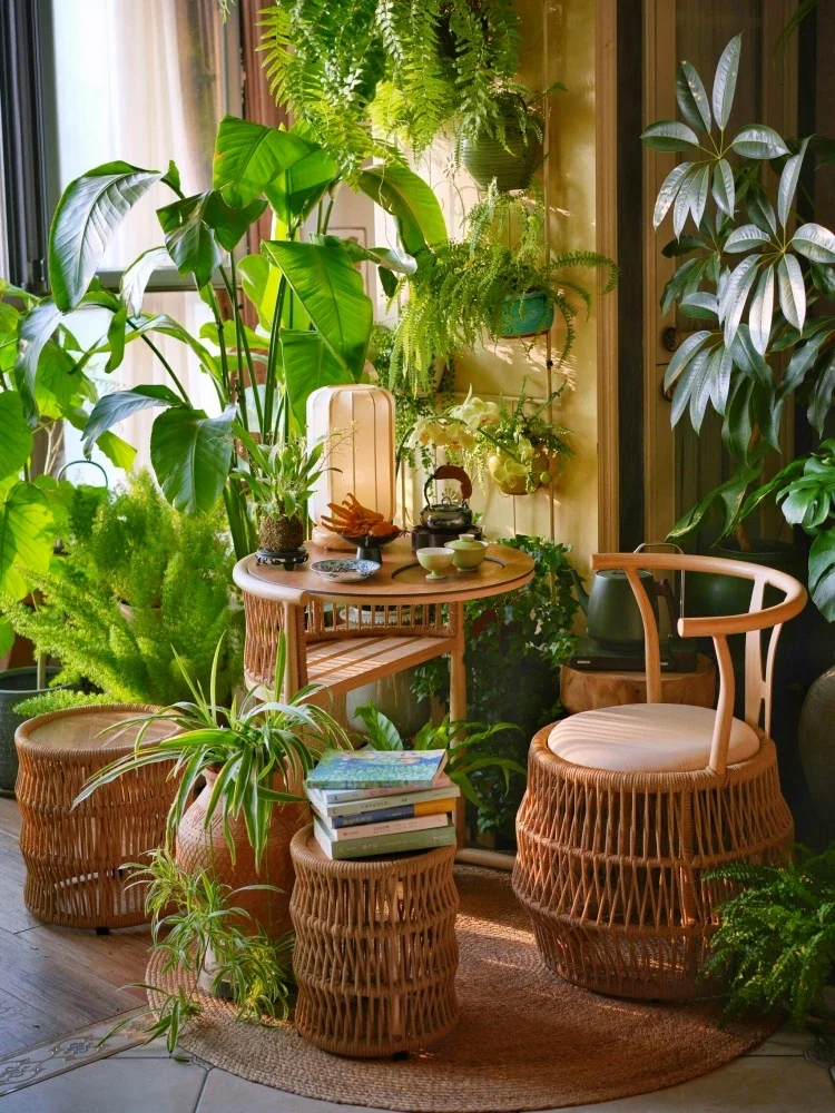 Balcony tea table and chair combination small simple coffee table, home tea table, casual tea table