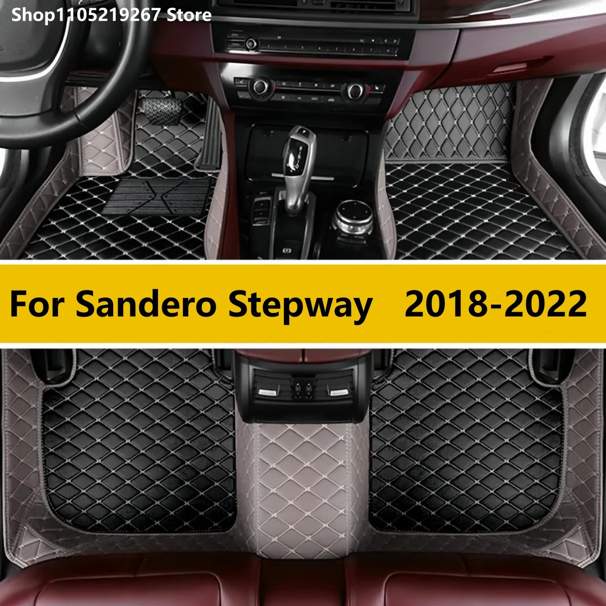 

Car Mats Floor For Sandero Stepway 2018~2022 Waterproof Leather Car Mat Fully Set Tapete Automotivo Para Carro Car Accessories