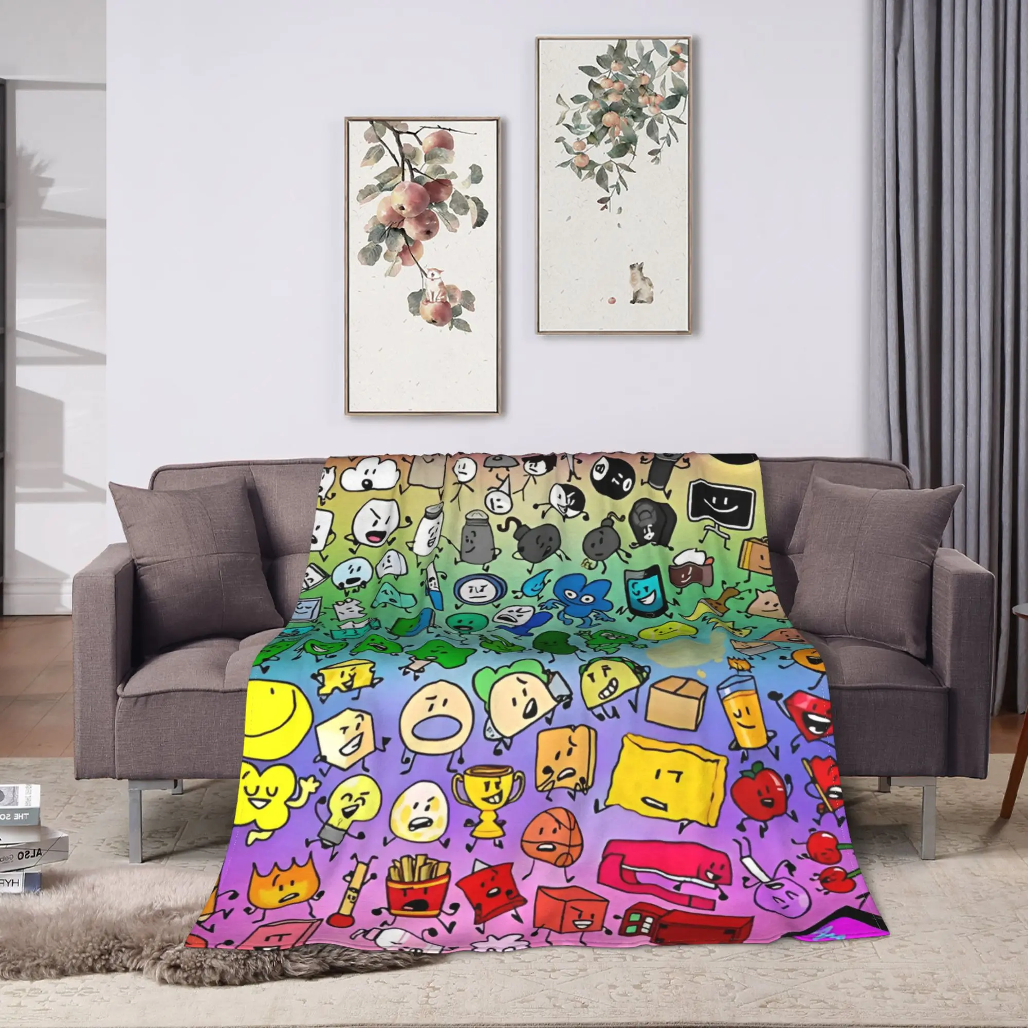 BFDI Inanimate Insanity All Characters Blanket Quality Warm Soft  Throw Blanket Winter Travel Couch Bed Comfortable Bedspread