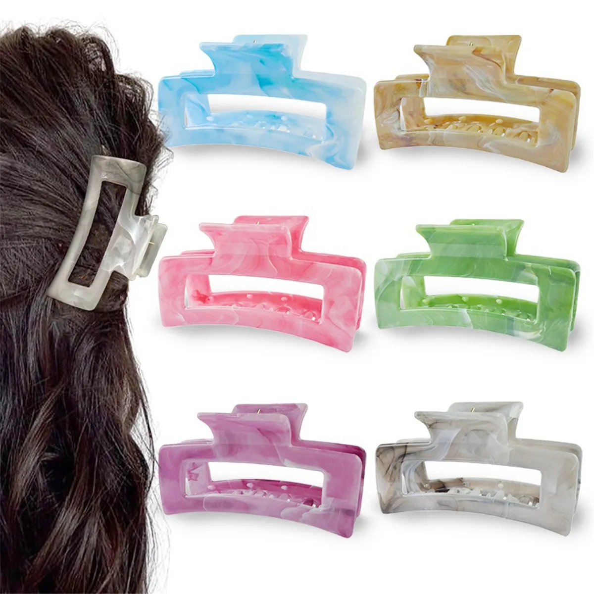 Large Hair Claw Clips Hollow Square Hair Clips For Hair Strong Hold Nonslip Big Hair Clips For Women