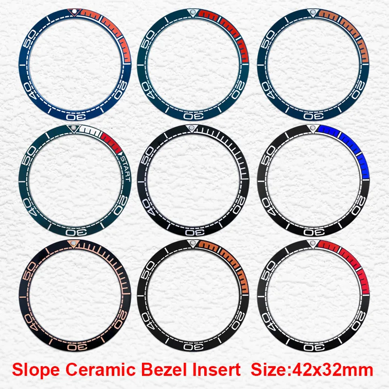 

Mod 42mm*32mm Sloped Seahorse Ceramic Bezel Insert Fit SKX SRPD Submariner GMT Men Diving Watch Accessories Parts