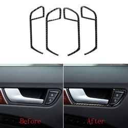 4pcs for Audi A4 B8 A5 Q5 Car Door Inner Grab Handle Decorative Cover Trim Sticker Decal Auto Interior Accessories Carbon Fiber