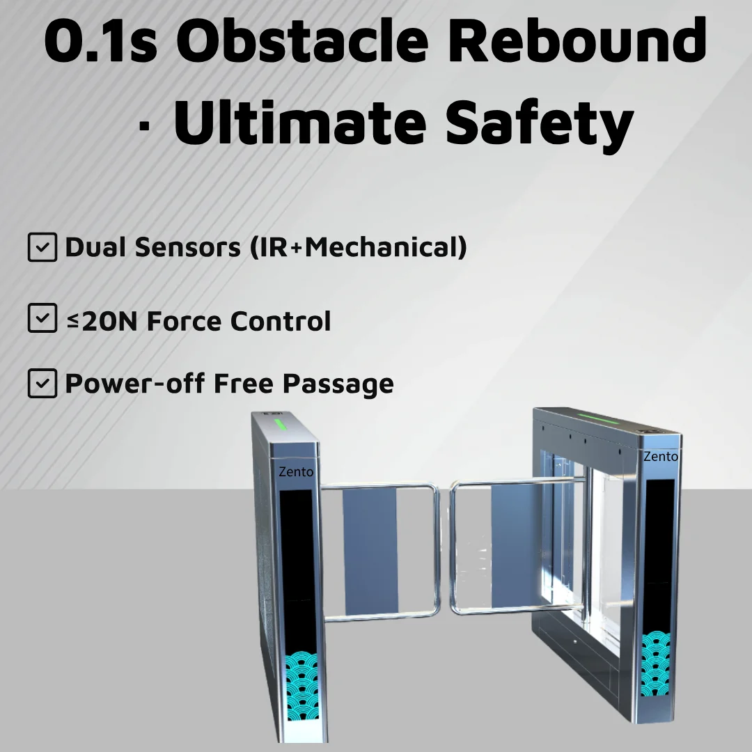 Gate RFID Card & Face Recognition Access Control Entrance & Exit Barrier SUS 304 Brushless Motor Swing Turnstile