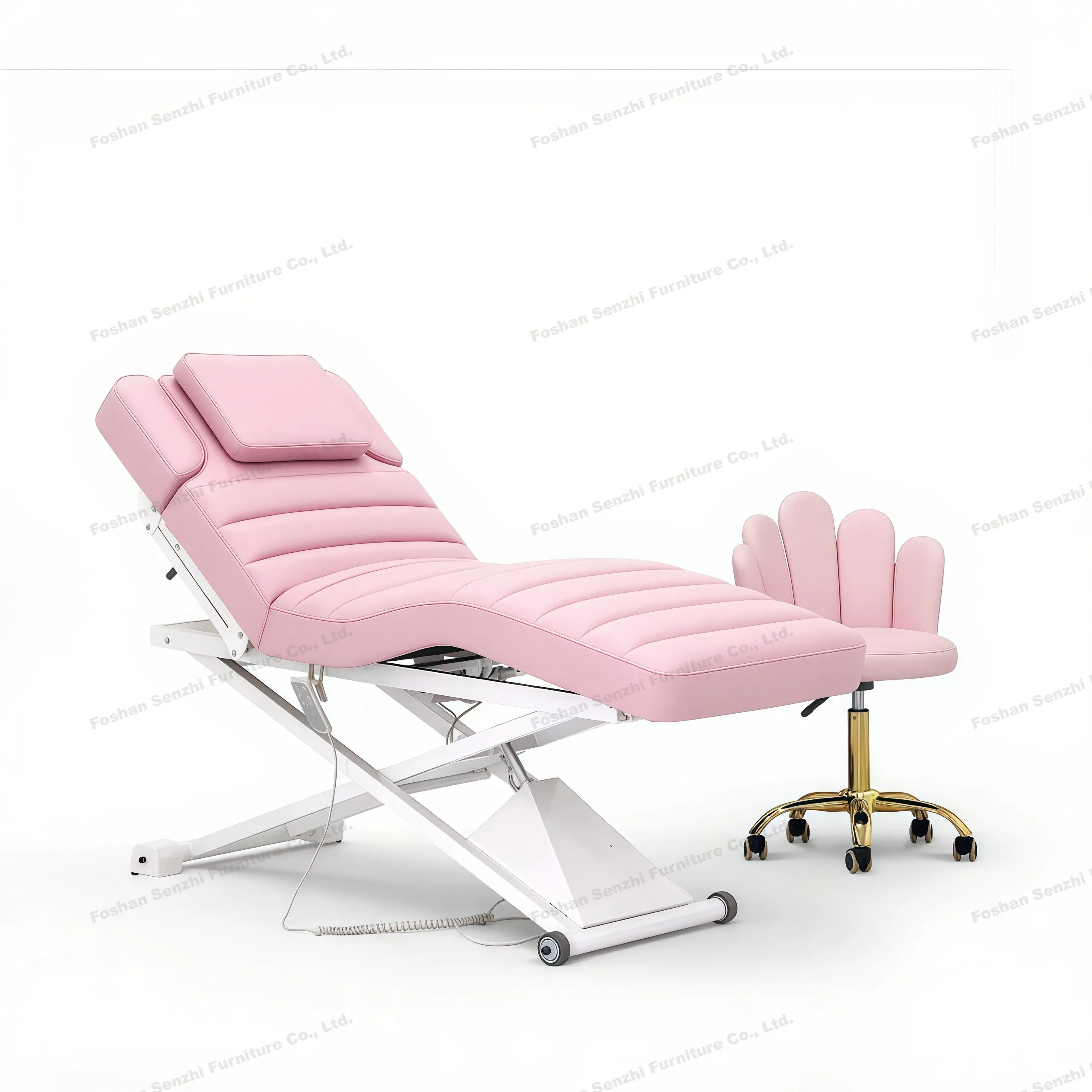 

Modern Curved Eyelash Bed Electric Beauty Salon Massage Table 3 Motors Pink Lash Bed Sap Beauty Bed