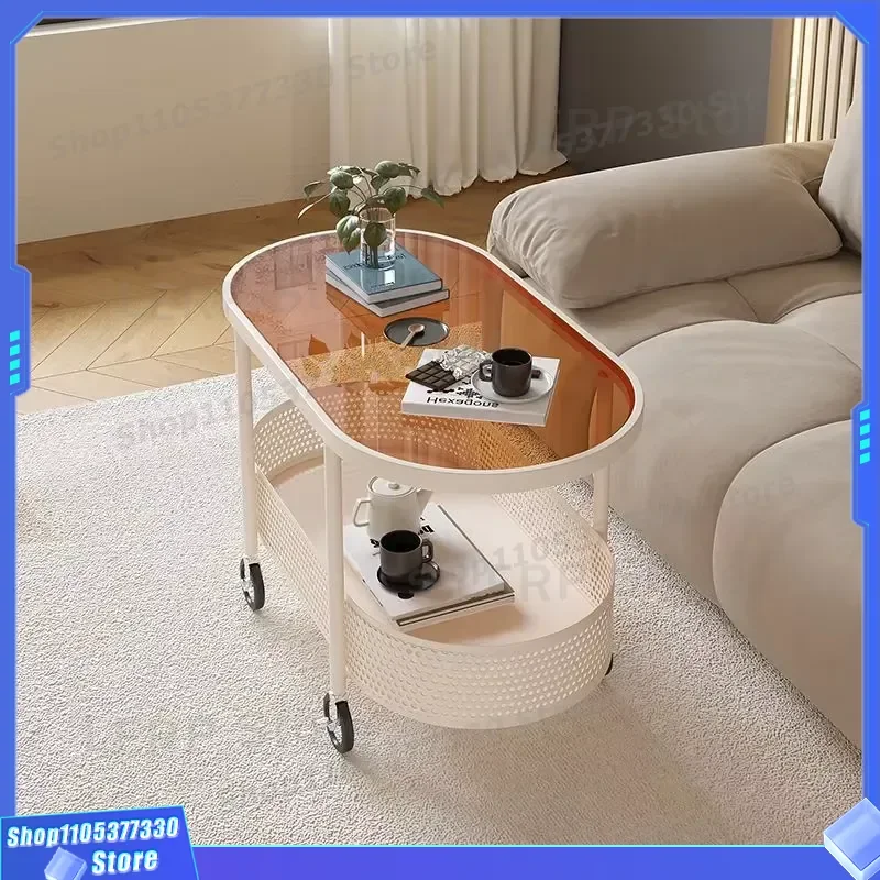Modern Light Luxury Tempered Glass Side Table Simple Movable Sofa End Table Small Coffee Table For Living Room Bedroom Decor
