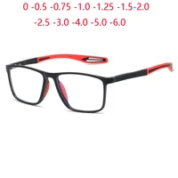 Gafas cuadradas antirayos azules con montura grande para miopía, gafas deportivas TR90 para estudiantes, gafas graduadas para miopía de 0-0,5-0,75 a-6,0
