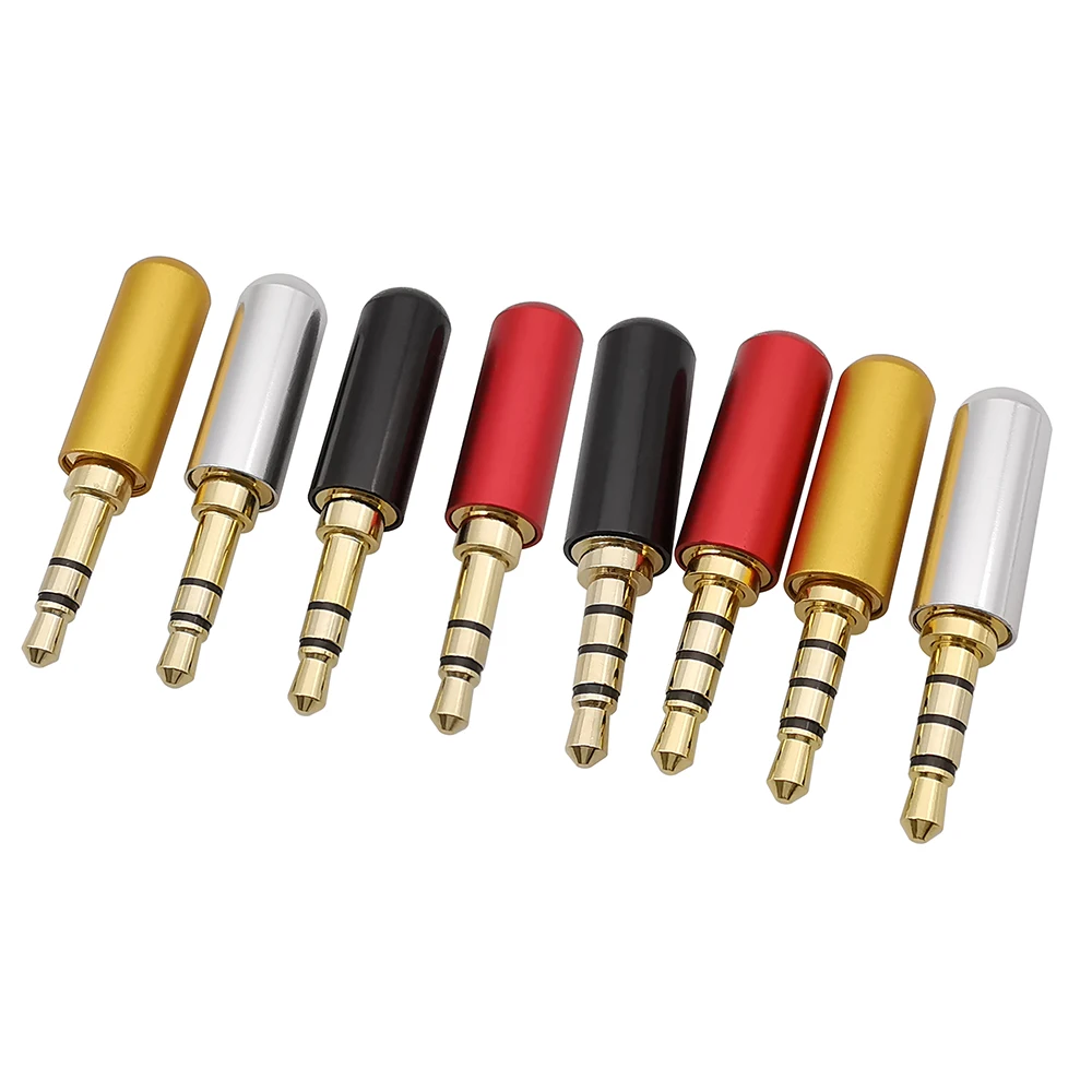 3.5mm 3/4 Poles Headphone Plug Stereo Male Gold Plated Audio Adapter 3.5 Hifi Speaker Earphone Jack AUX Solder Wire Connector