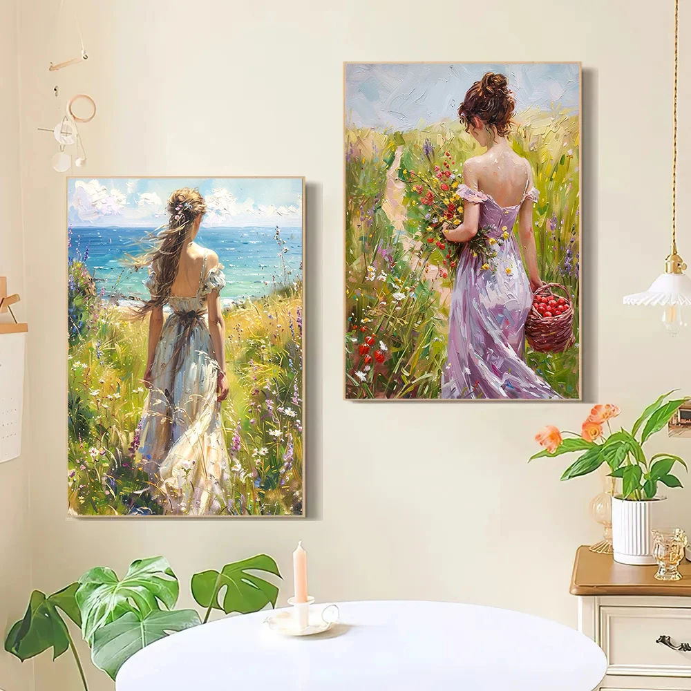 Girl in the Flowers DIY Diamond Painting Ballet Girl Oil Painting Style Diamond Embroidery Mosaic Art Home Decor Painting