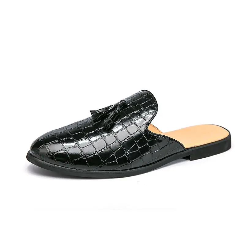 Famous Brand Shoes Mens Dress Shoes Leather Mules Men Dress Loafers Wedding Shoes Men Pantuflas Heren Schoenen Zapato Hombre