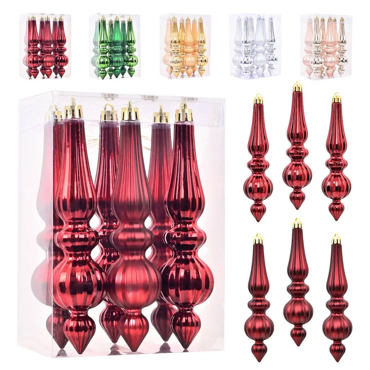 

New Christmas Decorations Painted Conical Waterdrop Electroplated Santa Claus Ball Festive Celebration Supplies Gifts