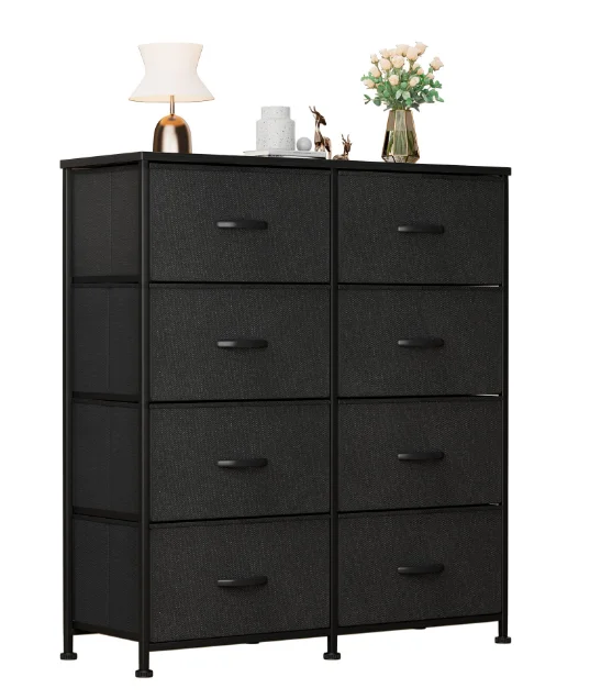 

Dresser for Bedroom with 8 Drawers Wide Chest of Drawers Suitable for Living Room Corridor Nursery Black