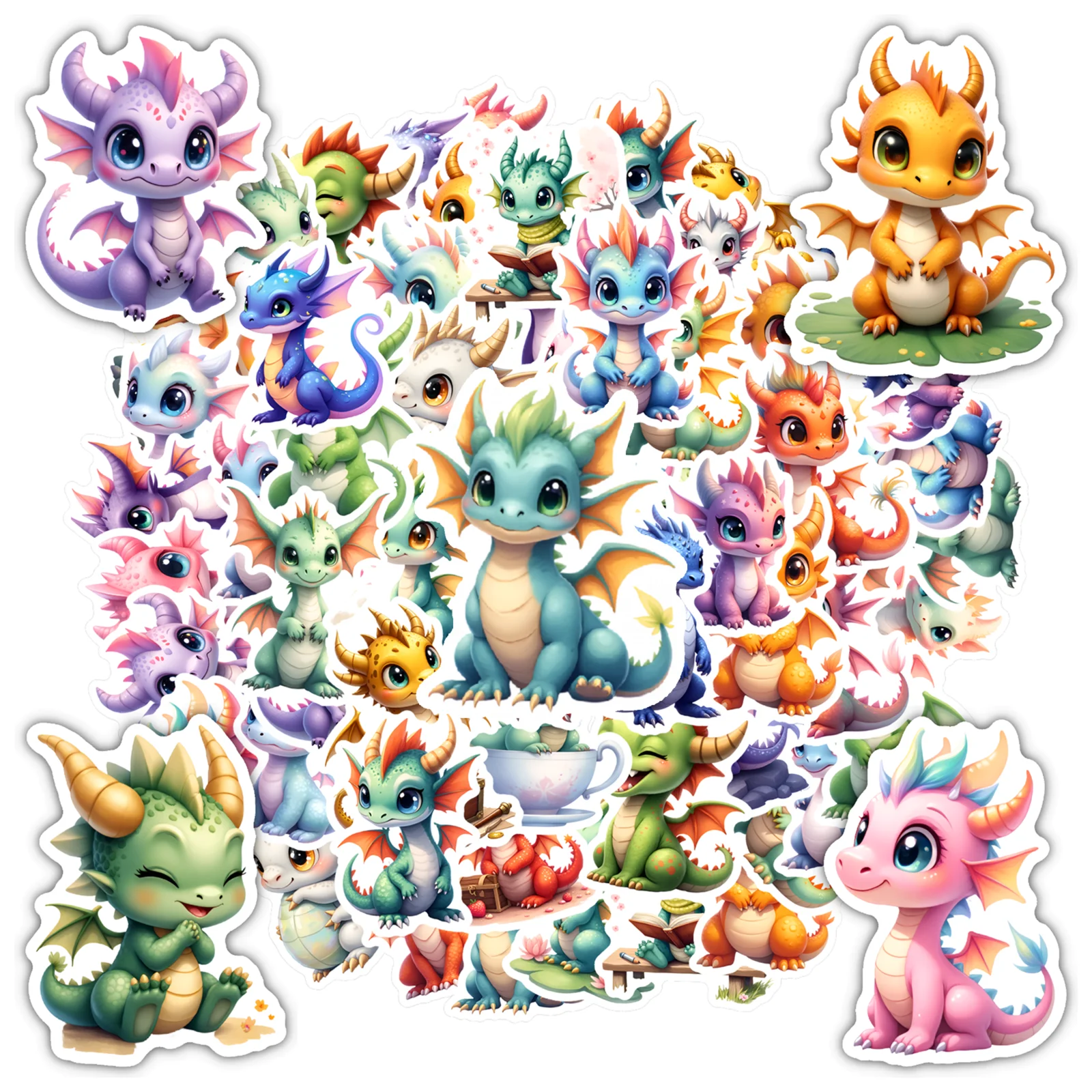 

35 шт.-50 шт., милые наклейки с героями мультфильмов, наклейки с изображением фэнтези-дракона, наклейки для DIY телефона, ноутбука, скрапбукинга, велосипеда, сделай сам