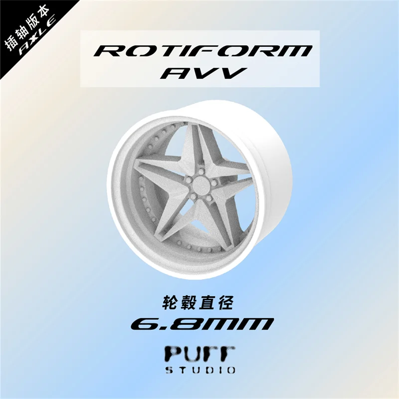 PUFF 1/64 Model Car Wheels with Rubber Tires Rotiform-AVV Refitting Parts For Model Sports Vehicle Hot Wheels MINIGT D: 8.3mm