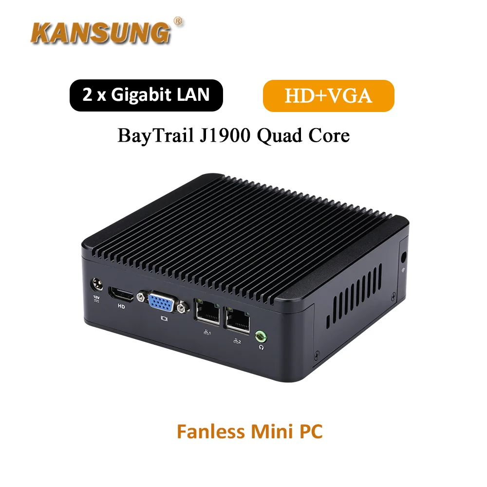 

KANSUNG Fanless Office Micro PC Computer Nuc Intel Celeron J1900 CPU 2 Gigabit Lan Windows Ubuntu Linux Nettop Mini PC