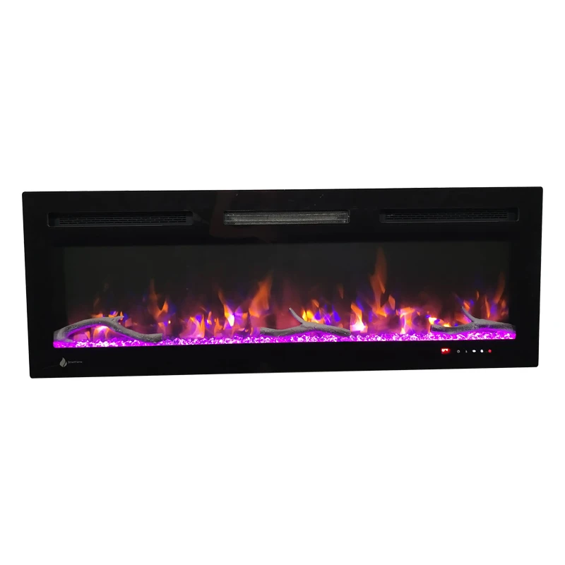 Electric Fireplace, 7-Color 3D Simulation Flame, Wall Mounted Linear Fireplace, Tempered Glass LED Insert Fireplace, Home Decor