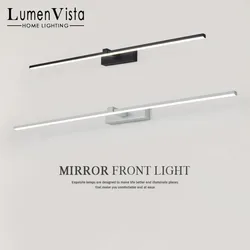 Modern LED Mirror Lights Bathroom Waterproof Wall Lights Aluminum Alloy Minimalist Black White Bar Shape  Indoor Home Lighting