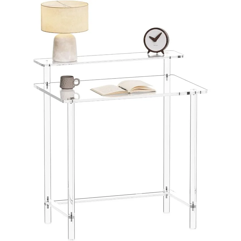 

Home Office Desk with Monitor Stand - Modern Clear Desk Study Writing Table Computer Desk , 31.5" L x 19.7''W x 34.7" H