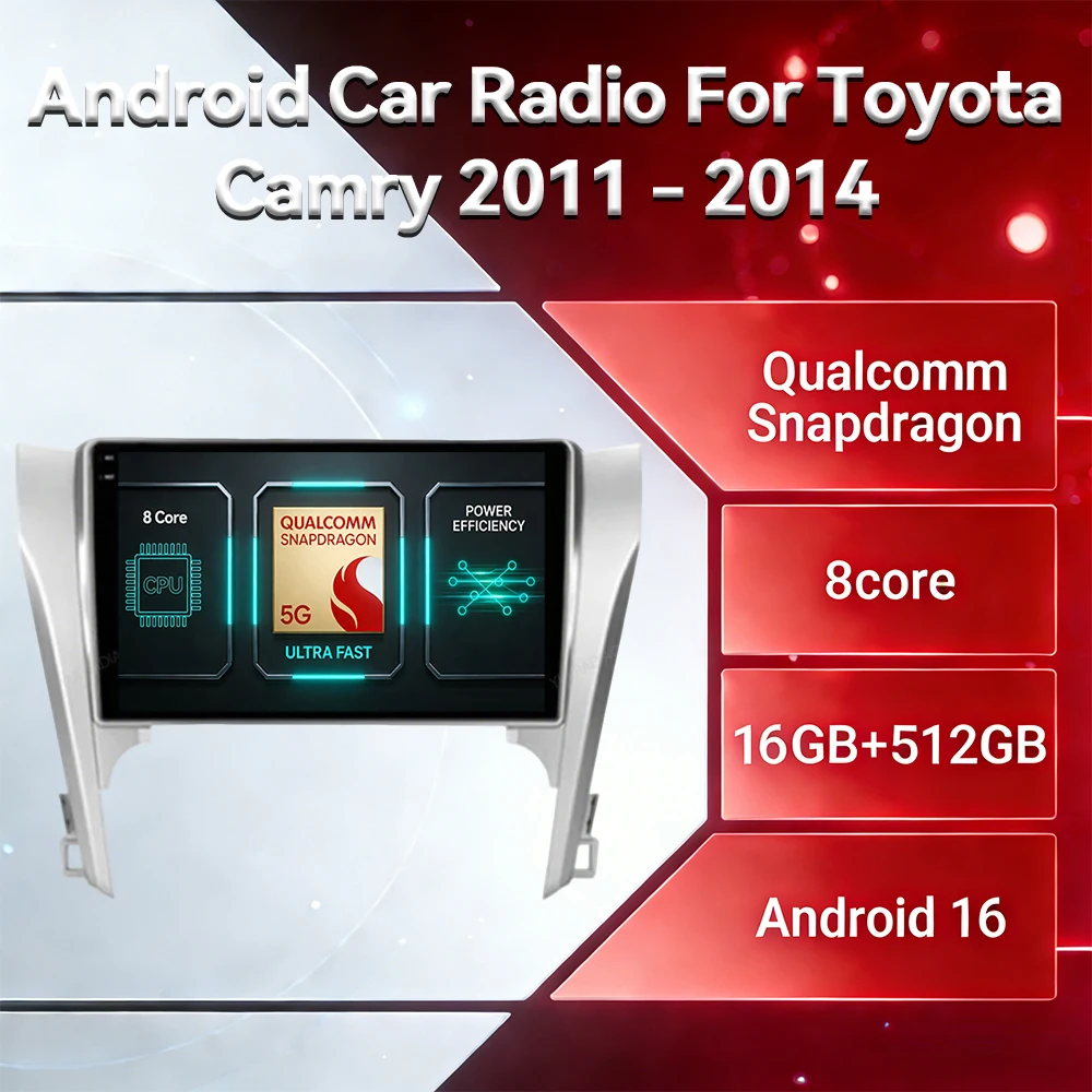 Android 16 Autoradio für Toyota Camry 7 XV 50 55 2011 - 2014 BT 4G WIFI QLED GPS NAVI 2DIN Multimedia Stereo Videoplayer LTE 5G