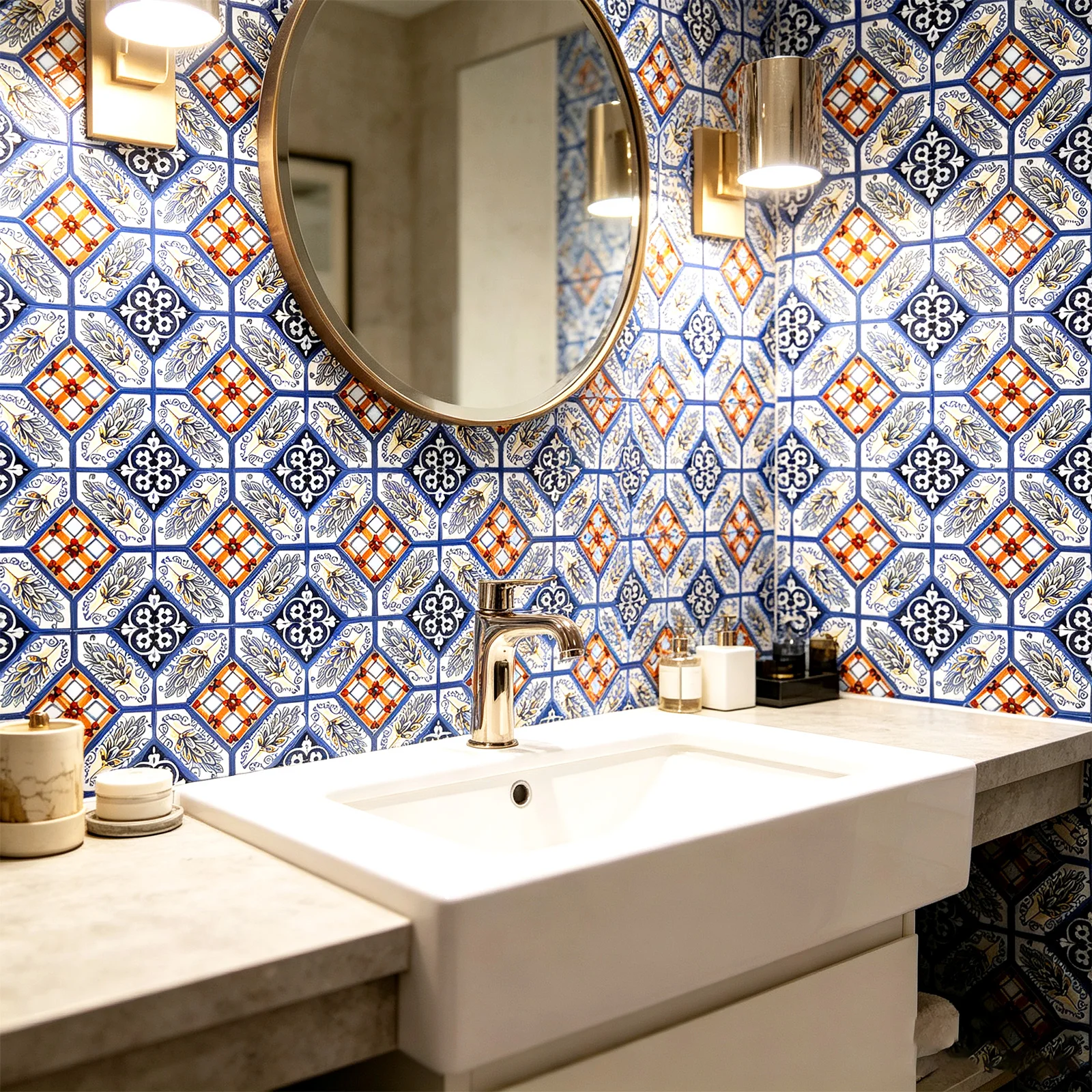 24piece set, 7.87x7.87 inch bathroom tiles, balcony tiles, kitchen tiles, PVC self-adhesive wall stickers, anti slip, moisture-proof, oil resistant stickers